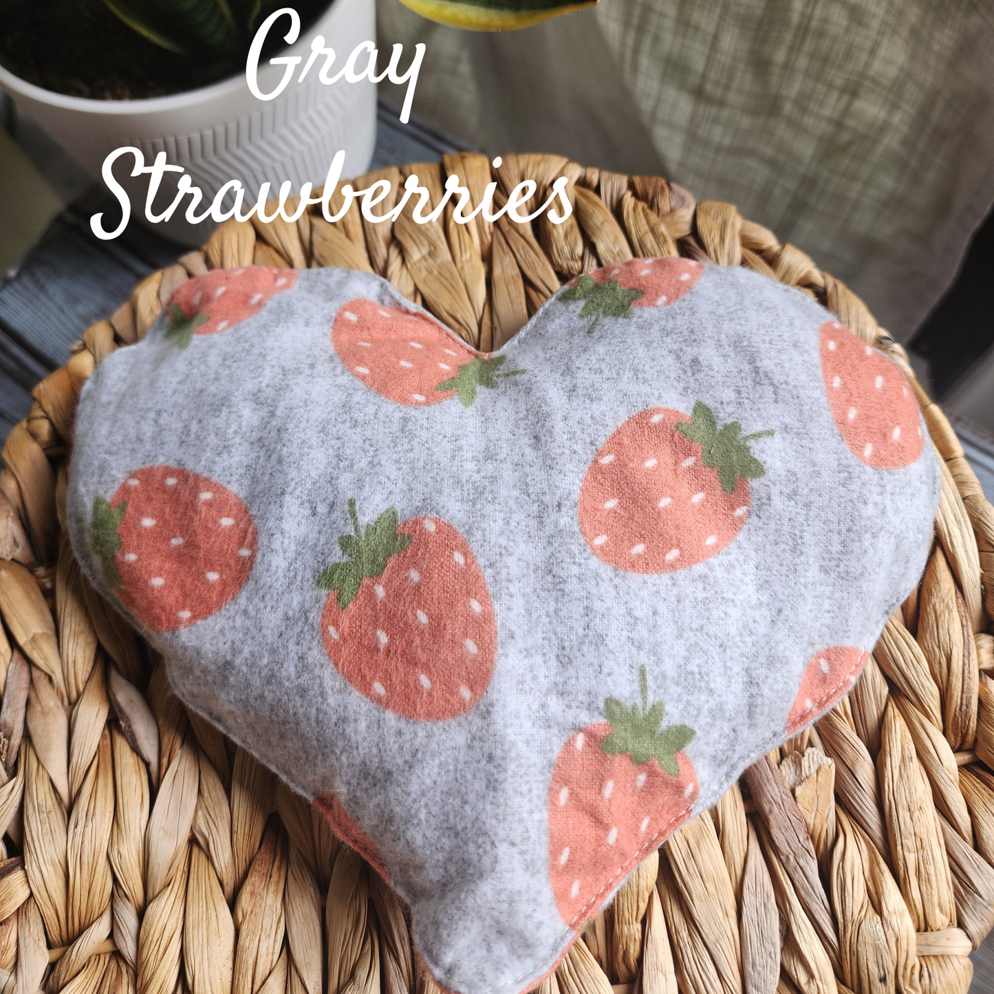 Aromatherapy Heart Shape "Love" Eye Pillows - Strawberry Snuggle Flannel