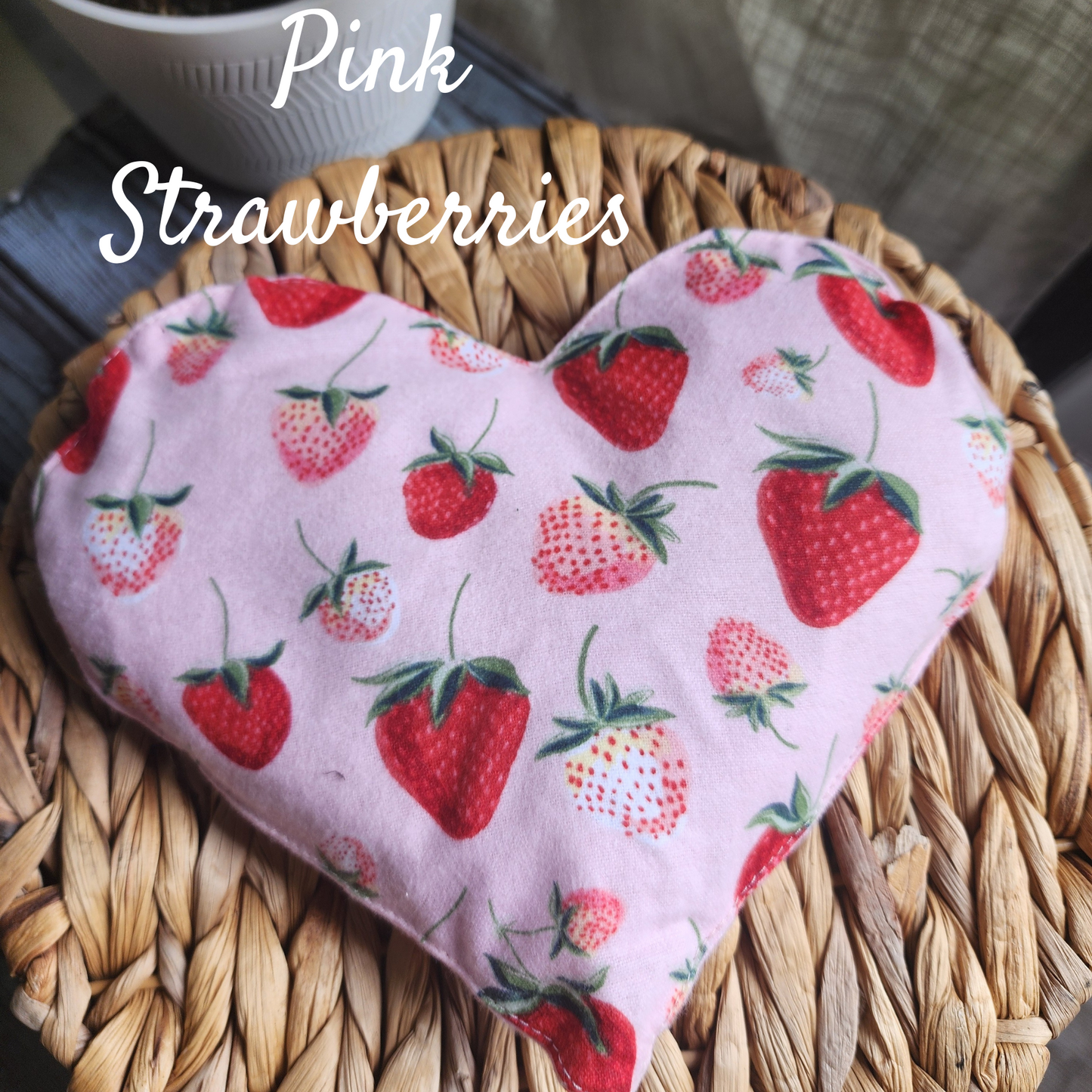 Aromatherapy Heart Shape "Love" Eye Pillows - Strawberry Snuggle Flannel