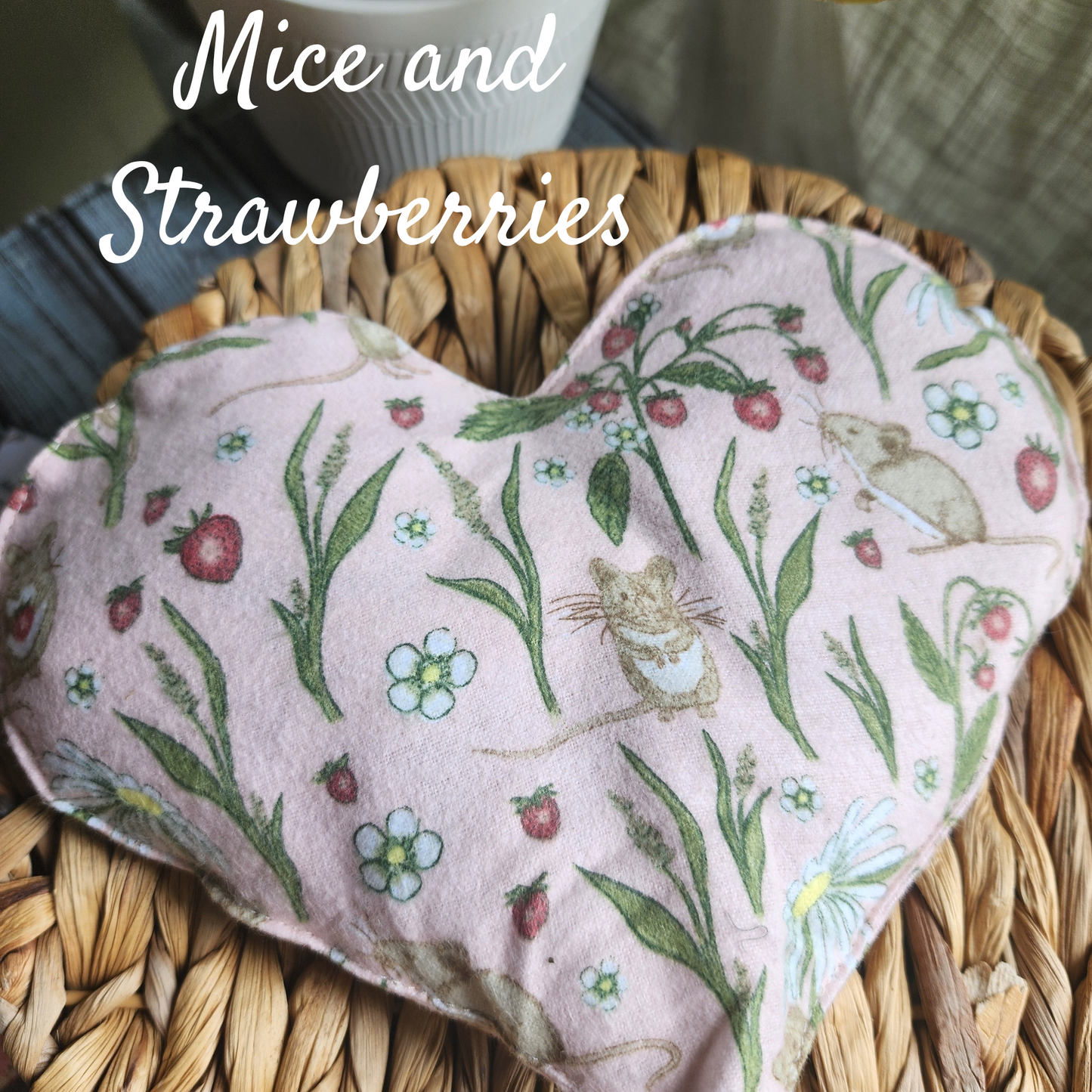 Aromatherapy Heart Shape "Love" Eye Pillows - Strawberry Snuggle Flannel